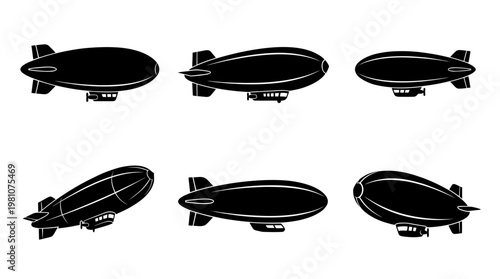 blimp silhouette vector set