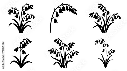 bluebell silhouette vector set