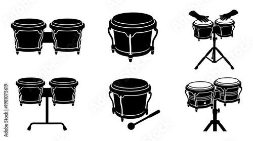 bongo silhouette vector set