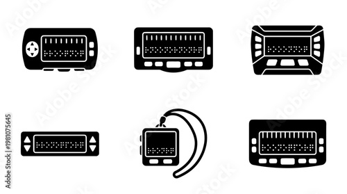 braille display silhouette vector set