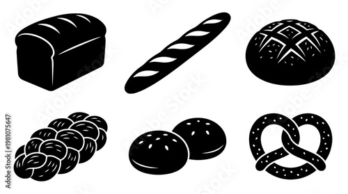bread silhouette vector set