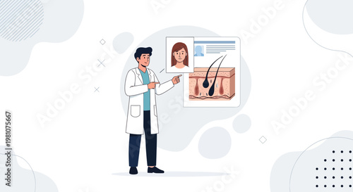 Dermatologist Explains Skin Health and Hair Follicle Structure with Patient Chart