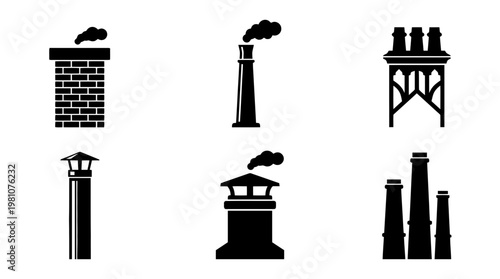 chimney silhouette vector set