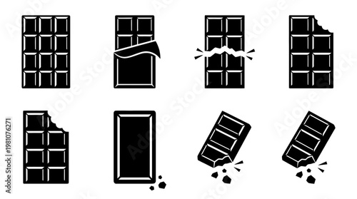 chocolate bar silhouette vector set