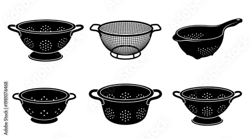 colander silhouette vector set
