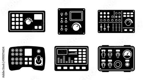 control panel silhouette vector set
