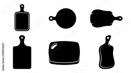 cutting board silhouette vector set