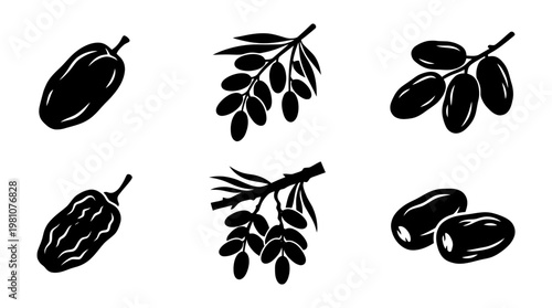 date silhouette vector set