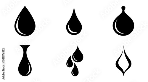 dewdrop silhouette vector set