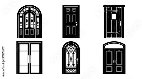door silhouette vector set
