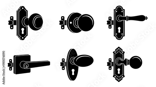doorknob silhouette vector set