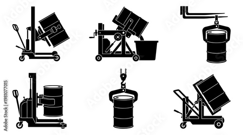 drum lifter silhouette vector set