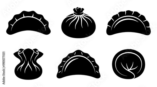 dumpling silhouette vector set