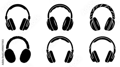 ear muffs silhouette vector set