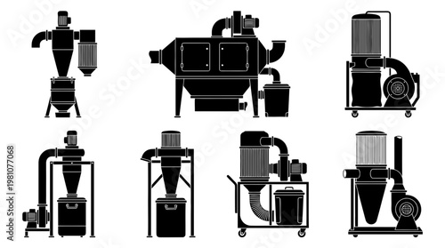 dust collector silhouette vector set
