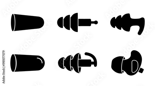 earplugs silhouette vector set