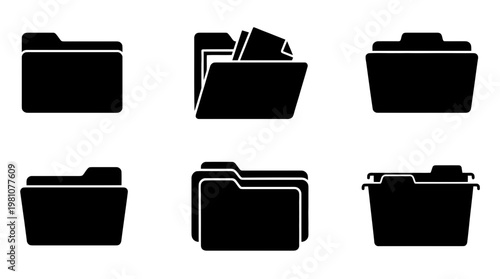 file folder silhouette vector set