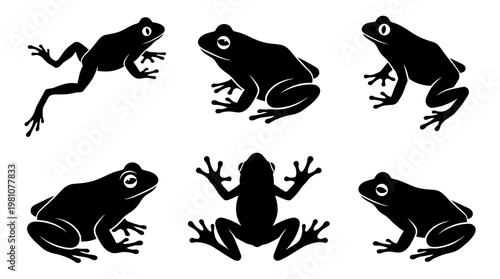 frog silhouette vector set
