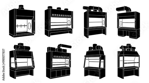 fume hood silhouette vector set