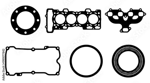 gasket silhouette vector set