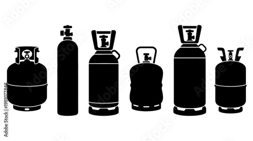 gas cylinder silhouette vector set