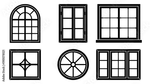 glass pane silhouette vector set