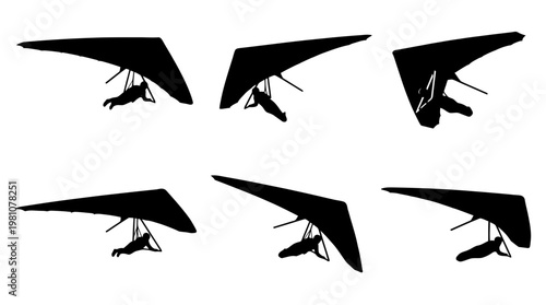 hang glider silhouette vector set