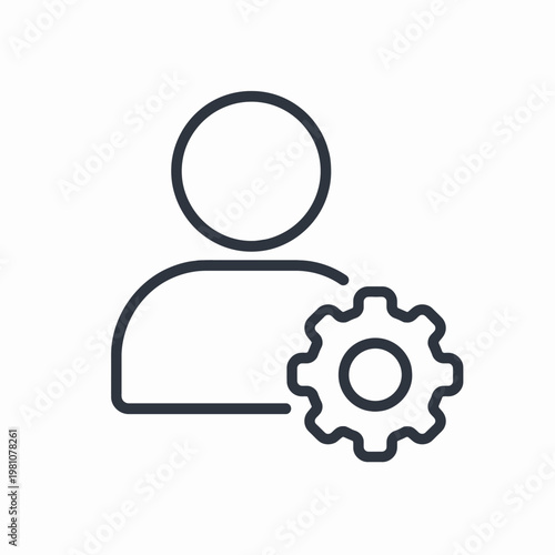Minimalist User Profile and Settings Icon on a Pristine White Background, Representing Account Management, Preferences, and Personalized Configuration