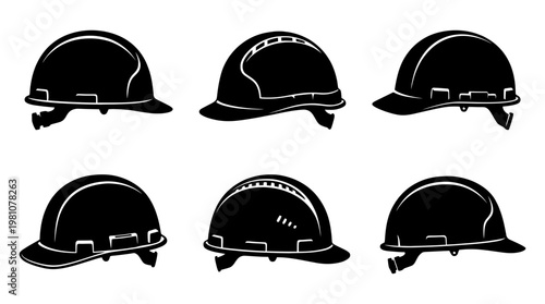 hard hat silhouette vector set