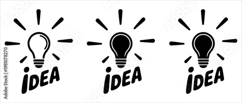 Minimalist illustration of three light bulbs connected by arrows symbolizing idea generation, brainstorming, and innovation. Ideal for business, education, and creative marketing materials.