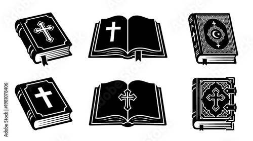 holy book silhouette vector set