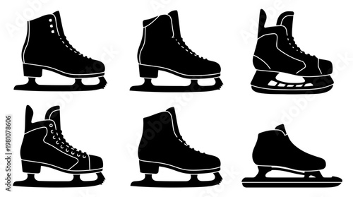 ice skates silhouette vector set