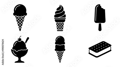 ice cream silhouette vector set