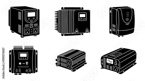 inverter silhouette vector set