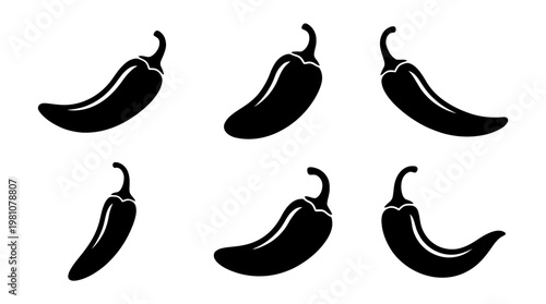 jalapeno silhouette vector set