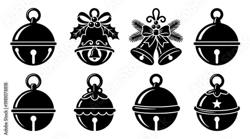 jingle bell silhouette vector set