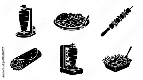 kebab silhouette vector set