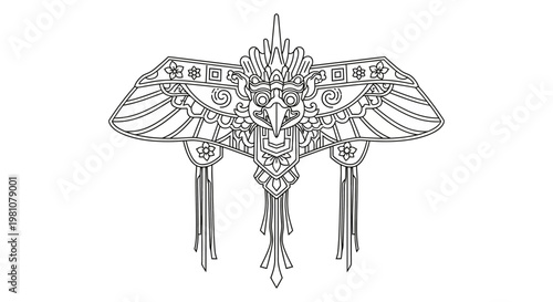 Intricate Moth Design with Tassels.