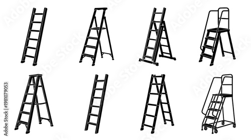ladder silhouette vector set