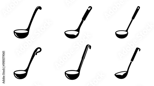 ladle silhouette vector set