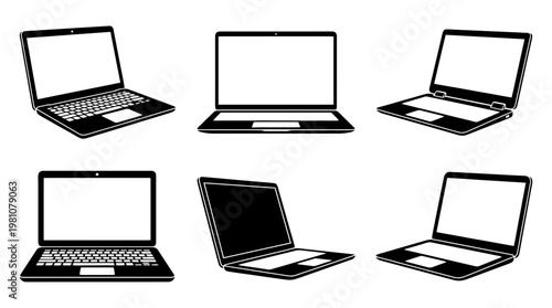 laptop silhouette vector set