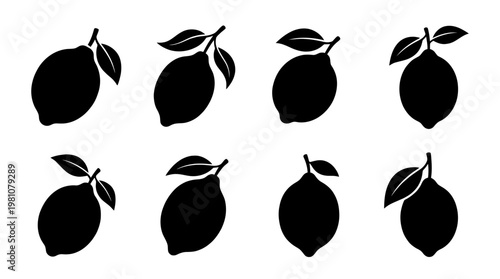 lemon silhouette vector set