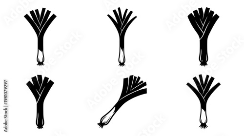 leek silhouette vector set