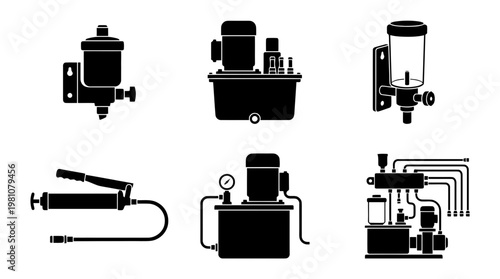 lubricator silhouette vector set