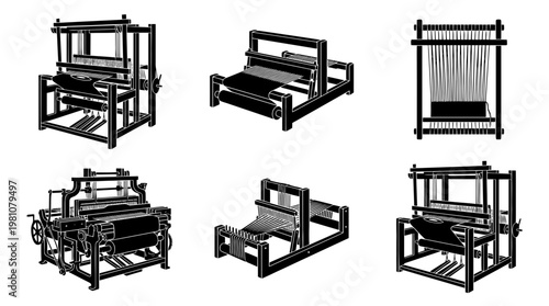 loom silhouette vector set