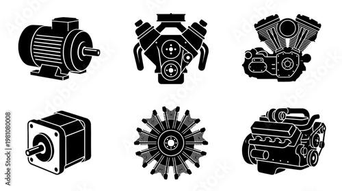 motor silhouette vector set