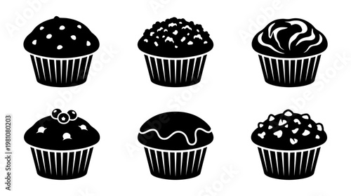 muffin silhouette vector set