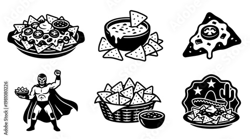 nacho silhouette vector set