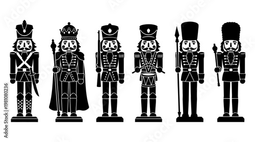 nutcracker silhouette vector set