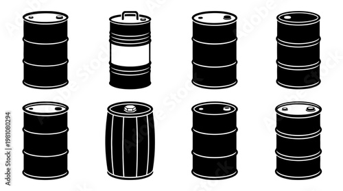 oil drum silhouette vector set
